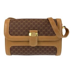 Gucci Vintage Micro GG Brown Shoulder Bag